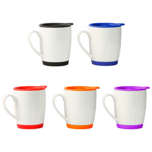 TE-057 - Taza de cerámica blanca con tapa