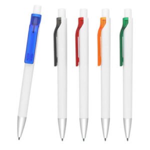 BP 8405B - Bolígrafo de plástico con clip traslúcido